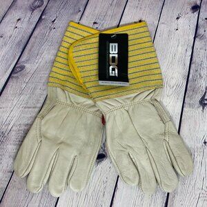 Cowhide Leather Gloves Grain Fitter 5 Inch Cuff BDG 40-1-2510 White Size Large L